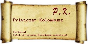 Priviczer Kolombusz névjegykártya